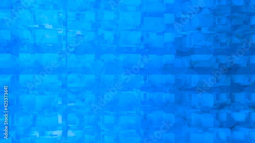 Blue-colored cubes and balls in 3d render.Use for backgrounds and textures.