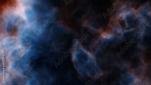 Space background with nebula and stars, nebula in deep space 3d render © ANDREI