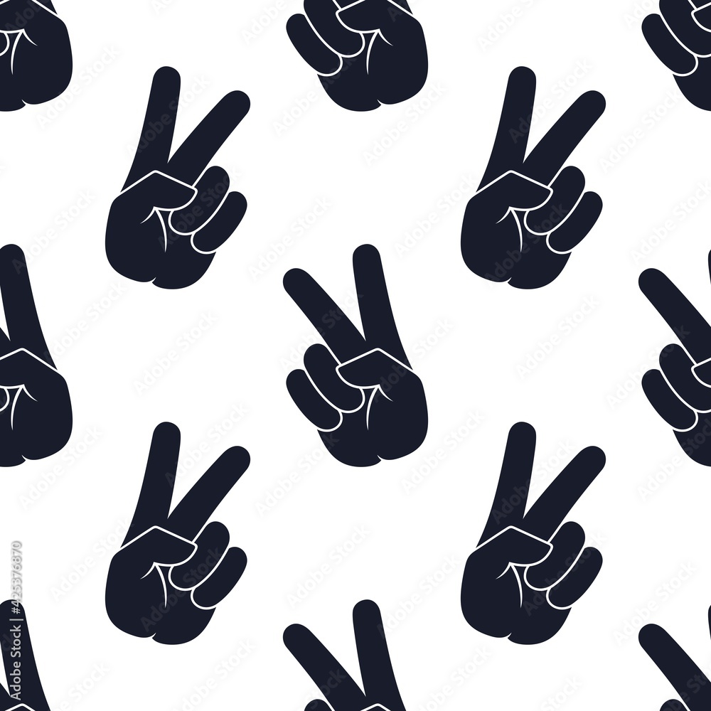 A sign of peace. Gesture V victory or peace sign in color, patriotic sign, seamless background A sign of peace. Gesture V victory or peace sign in color, patriotic sign, seamless background