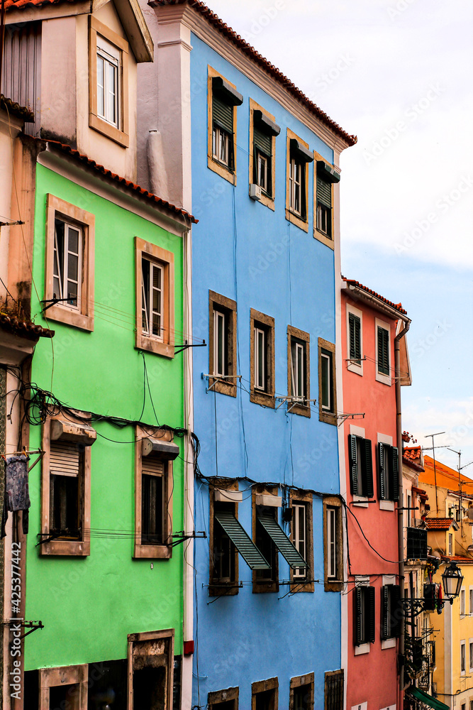 Old colorful houses and streets of Lisbon