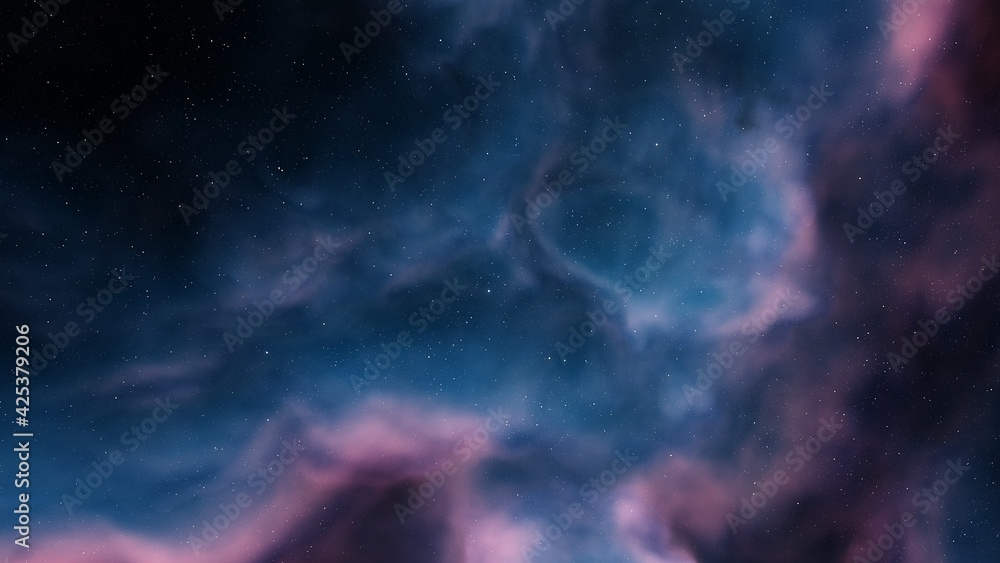 nebula gas cloud in deep outer space 3d render