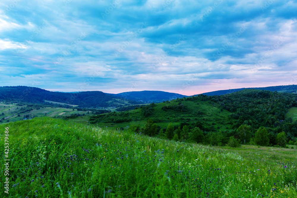 Beautiful mountain landscape before sunrise. Beautiful mountain landscape before sunrise.