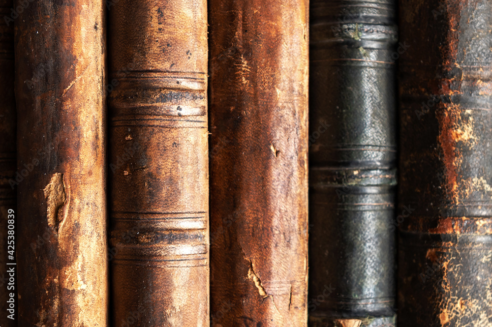 Stack of old books on a library shelf. Vintage books Stack of old books on a library shelf. Vintage books