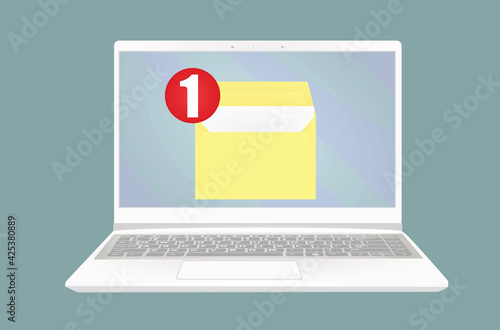 Mail icon on laptop. vector