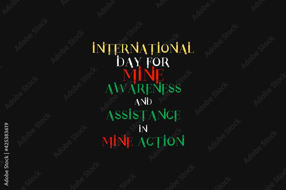 International day for mine awareness vector background design.  4th April awareness day