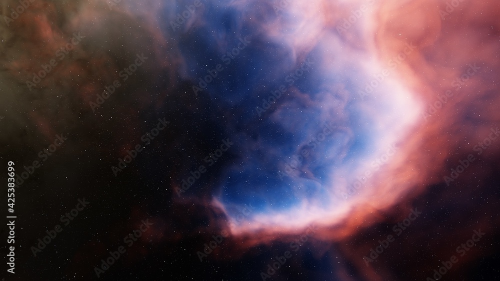 nebula in deep space, magic color galaxy, infinite universe and starry night. 3d render