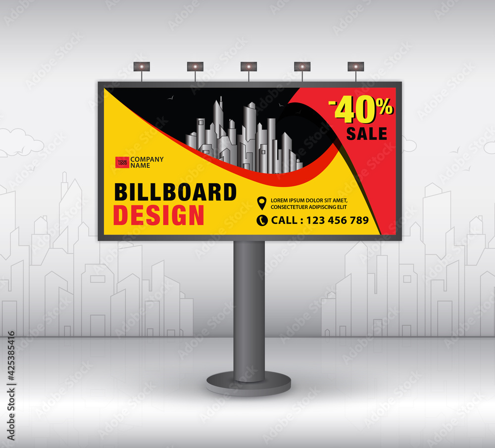Billboard design template, advertisement, Realistic construction for