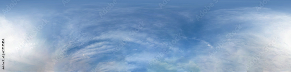 blue sky with beautiful cumulus clouds. Seamless hdri panorama 360 degrees angle view with zenith for use in 3d graphics or game development as sky dome or edit drone shot blue sky with beautiful cumulus clouds. Seamless hdri panorama 360 degrees angle view with zenith for use in 3d graphics or game development as sky dome or edit drone shot