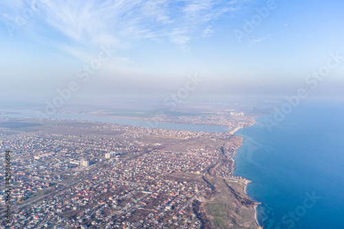 View of the village of Fontanka on the Black Sea coast near Odessa. Photo from a helicopter. © Виктор Кеталь