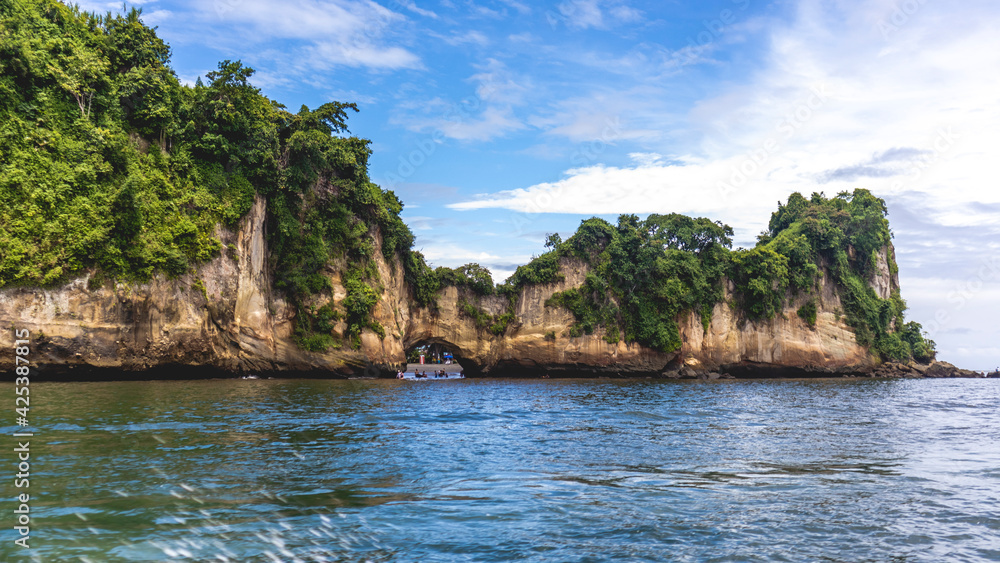 Sea, beach and blue sky. Tropical landscape of the Colombian Pacific, in Tumaco Nariño Colombia. Pacific Ocean. Sea, beach and blue sky. Tropical landscape of the Colombian Pacific, in Tumaco Nariño Colombia. Pacific Ocean.