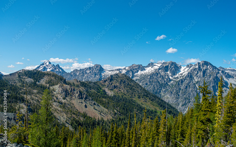 View of Stuart range from Navaho Peak, Washington