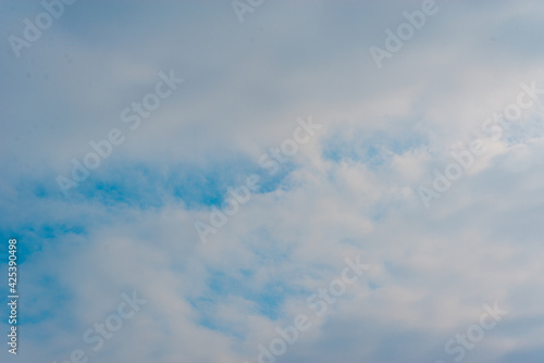 Turquoise blue sky with clouds.