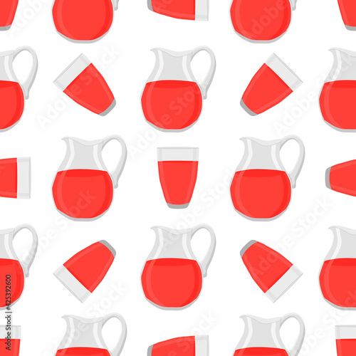 Illustration on theme colored lemonade in glass jug