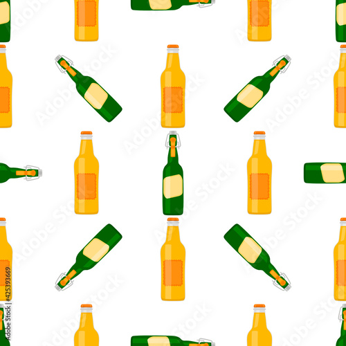 Illustration on theme seamless beer glass bottles with lid for brewery