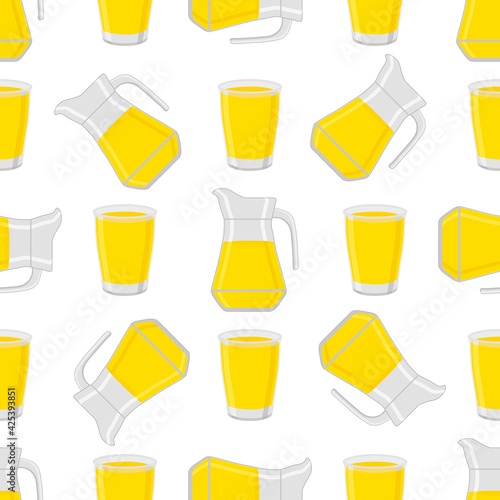 Illustration on theme colored lemonade in glass jug
