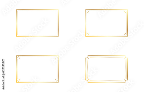 Set of vector gold frames. Design frames png. Frames on an isolated transparent background.