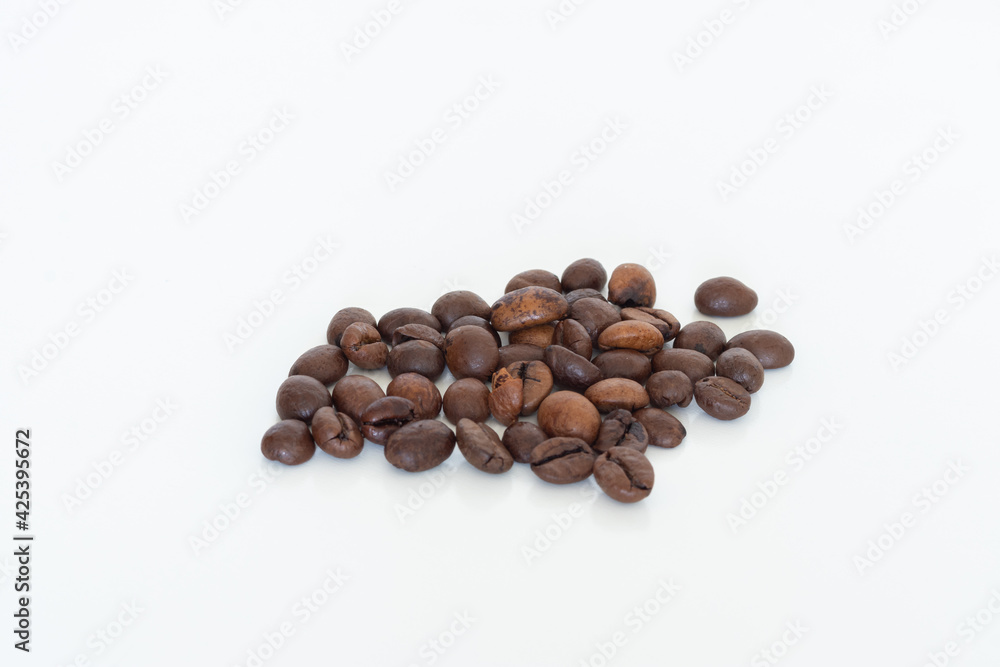 Group coffee beans on white background Group coffee beans on white background