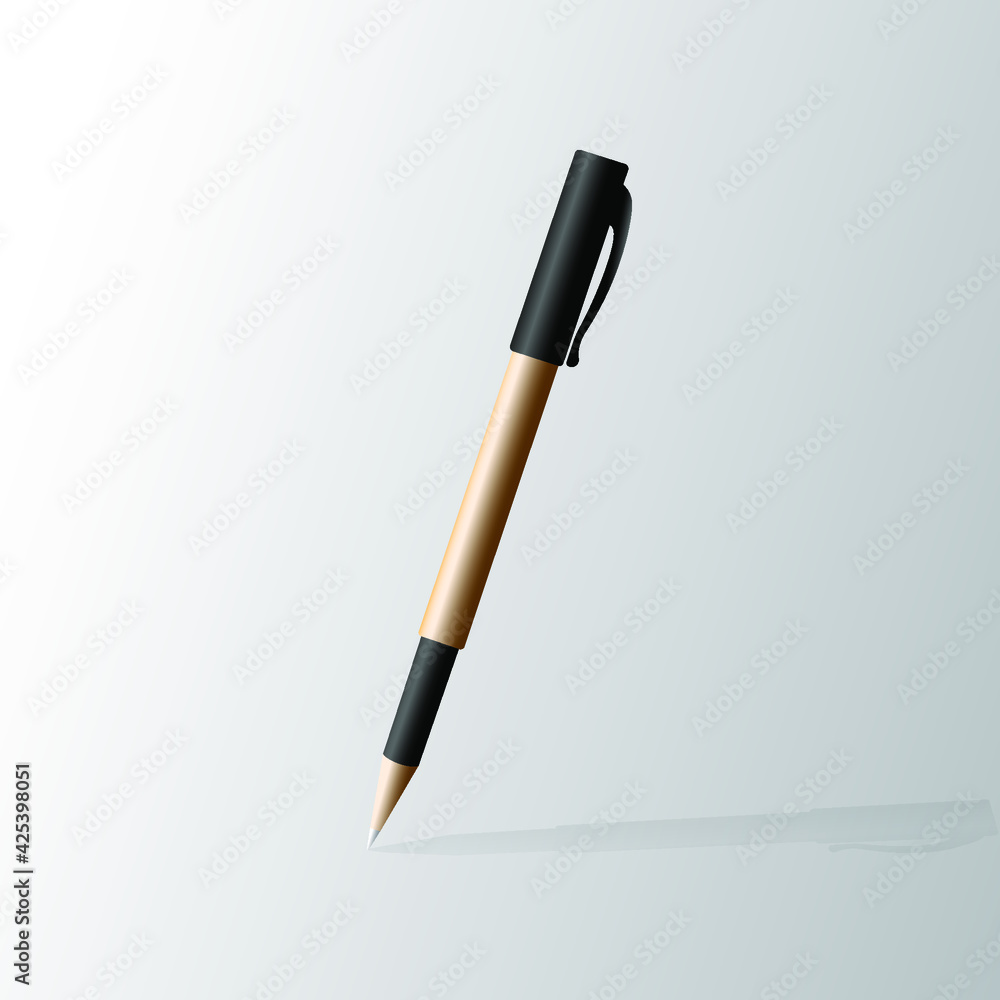 Black and gold color pen, Vector and illustration ballpoint pen design ...