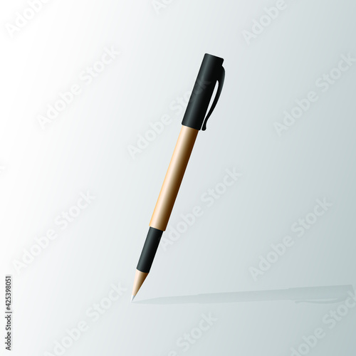 Black and gold color pen, Vector and illustration ballpoint pen design mockup