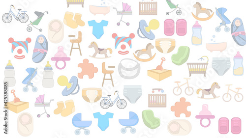 Baby flat background. toys simple flat icon