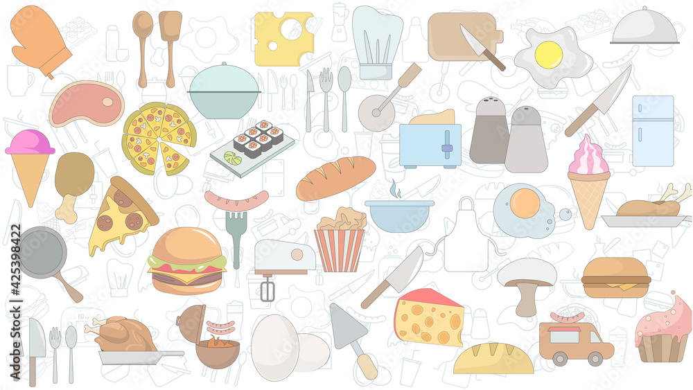 Food vector flat background.. fast food vector flat background. Food vector flat background.. fast food vector flat background.