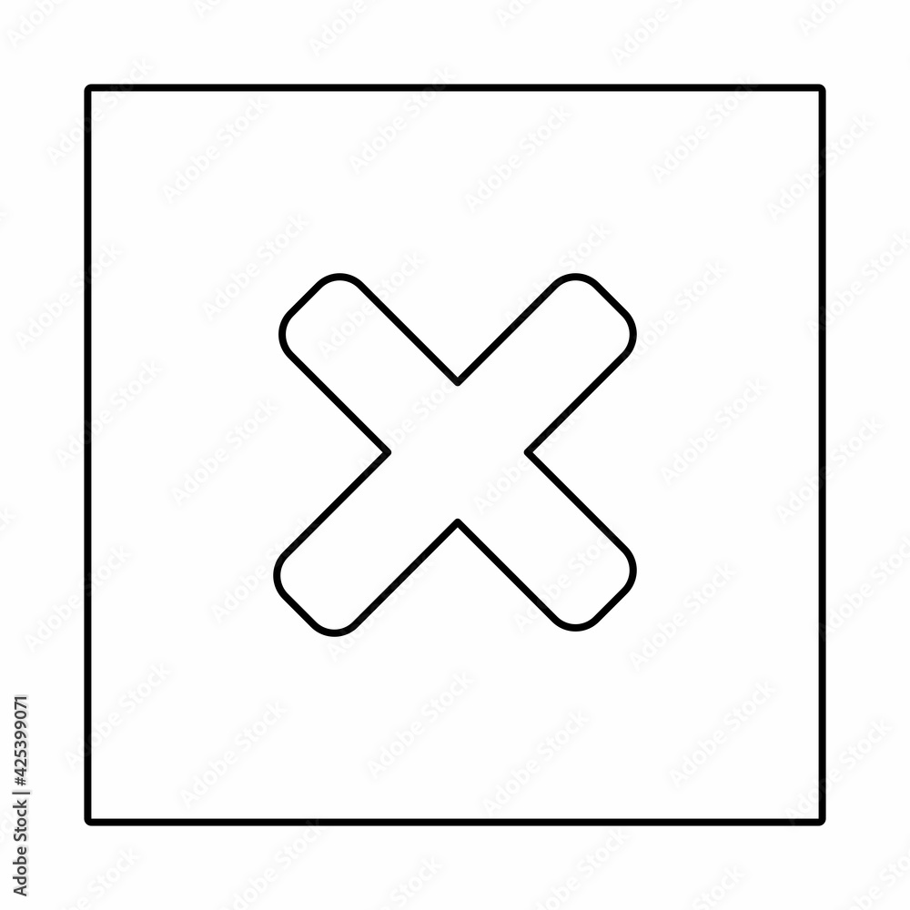 Obraz premium Wrong marks, Cross marks, Rejected, Disapproved, No, False, Not Ok, Wrong Choices, Task Completion, Voting. - vector mark symbols. Black outline design. Isolated icon.