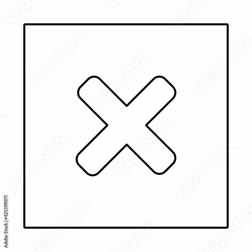 Wrong marks, Cross marks, Rejected, Disapproved, No, False, Not Ok, Wrong Choices, Task Completion, Voting. - vector mark symbols. Black outline design. Isolated icon.