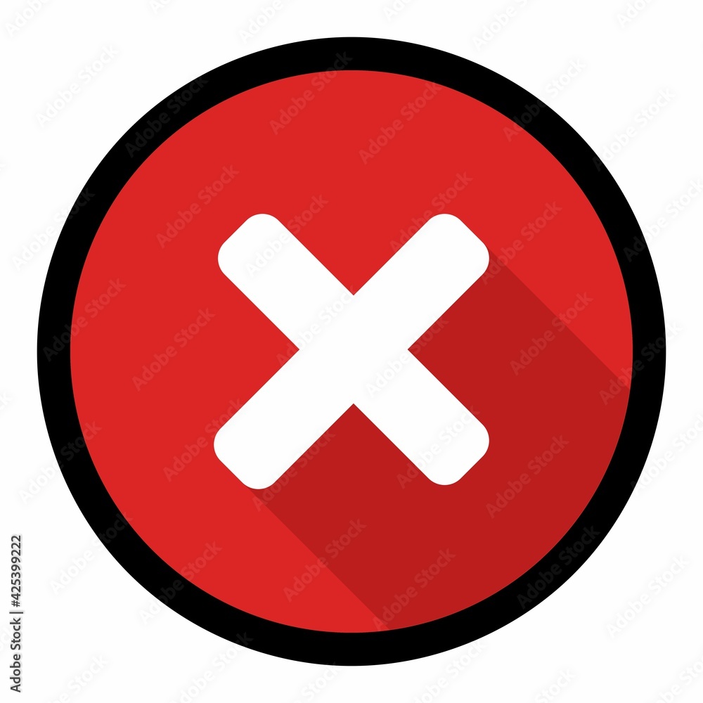Wrong marks, Cross marks, Rejected, Disapproved, No, False, Not Ok, Wrong Choices, Task Completion, Voting. - vector mark symbols in red. Black stroke and shadow design. Isolated icon. Wrong marks, Cross marks, Rejected, Disapproved, No, False, Not Ok, Wrong Choices, Task Completion, Voting. - vector mark symbols in red. Black stroke and shadow design. Isolated icon.