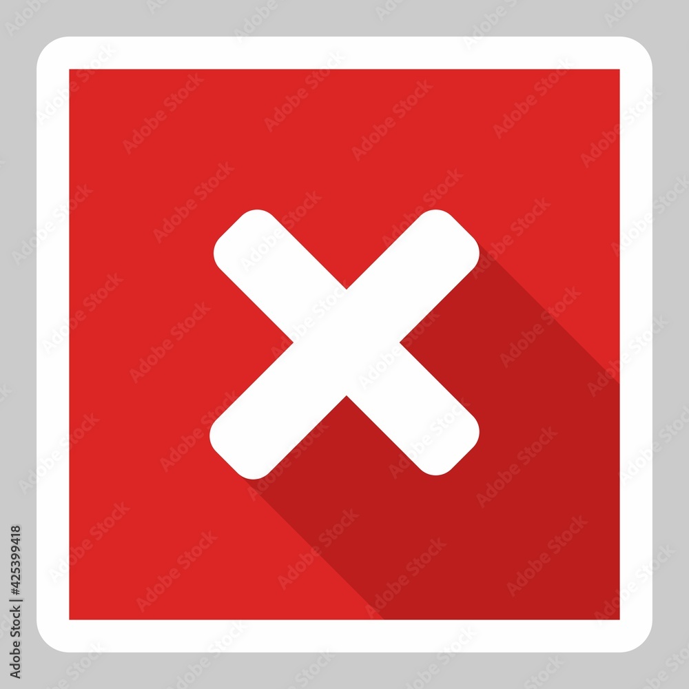 Obraz premium Wrong marks, Cross marks, Rejected, Disapproved, No, False, Not Ok, Wrong Choices, Task Completion, Voting. - vector mark symbols in red. White stroke and shadow design. Isolated icon.