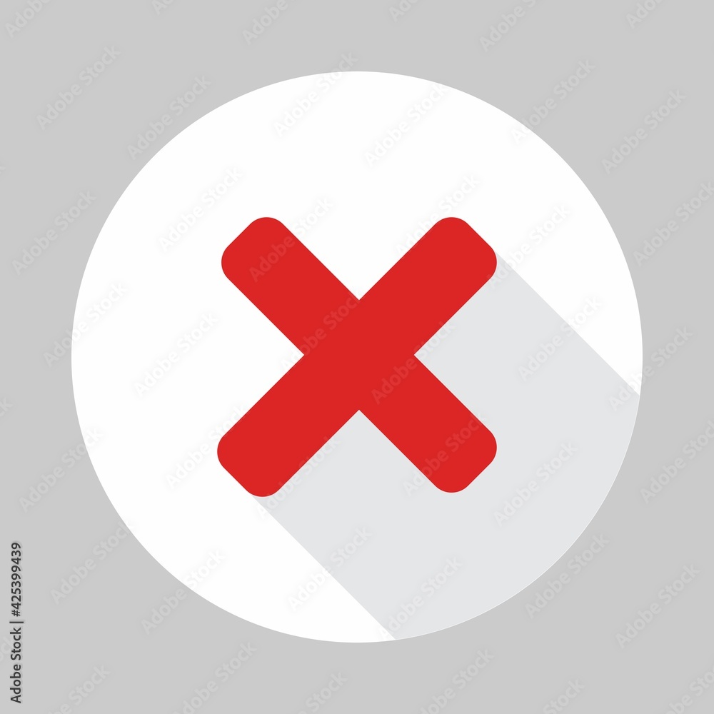 Fototapeta premium Wrong marks, Cross marks, Rejected, Disapproved, No, False, Not Ok, Wrong Choices, Task Completion, Voting. - vector mark symbols in red. Isolated icon.