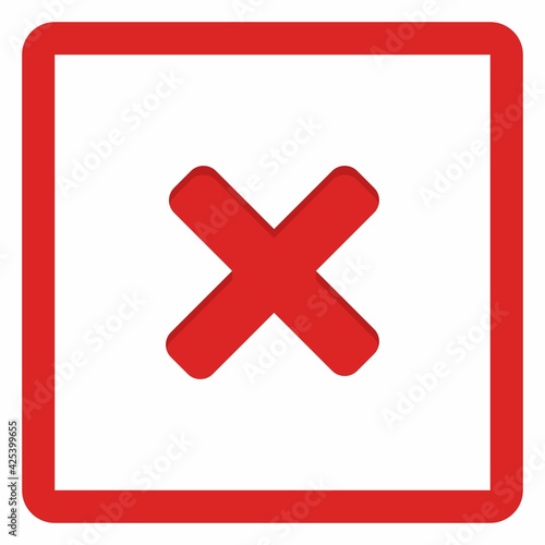 Wrong marks, Cross marks, Rejected, Disapproved, No, False, Not Ok, Wrong Choices, Task Completion, Voting. - vector mark symbols in red. Isolated icon.