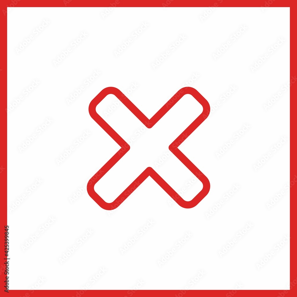 Fototapeta premium Wrong marks, Cross marks, Rejected, Disapproved, No, False, Not Ok, Wrong Choices, Task Completion, Voting. - vector mark symbols in red. Isolated icon.