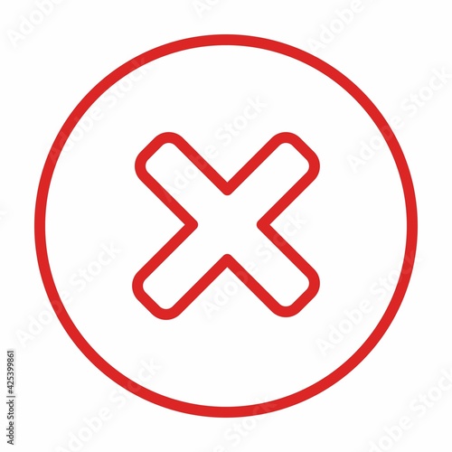 Wrong marks, Cross marks, Rejected, Disapproved, No, False, Not Ok, Wrong Choices, Task Completion, Voting. - vector mark symbols in red. Isolated icon.