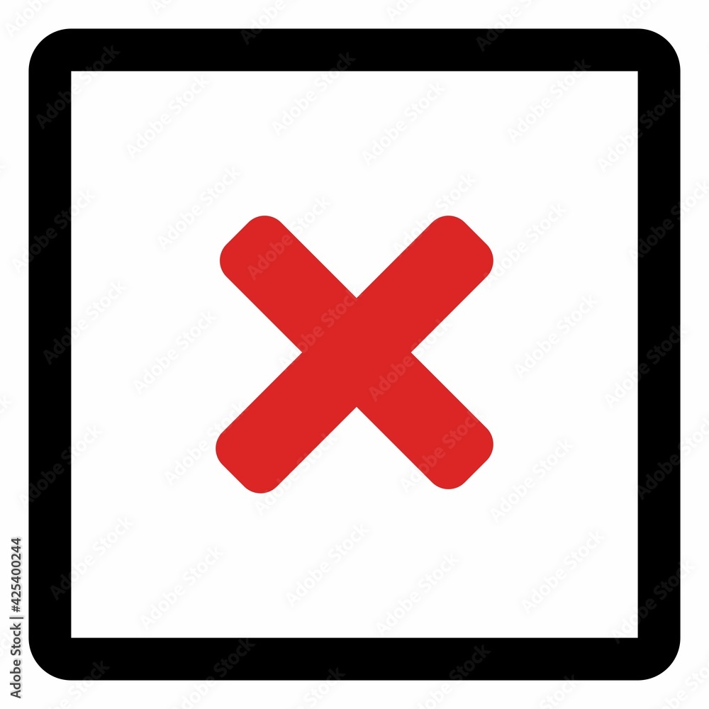 Fototapeta premium Wrong marks, Cross marks, Rejected, Disapproved, No, False, Not Ok, Wrong Choices, Task Completion, Voting. - vector mark symbols in red. Isolated icon.