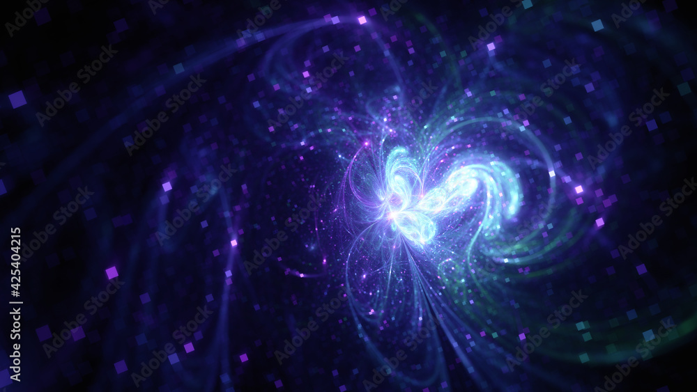 Obraz premium Abstract background, smooth multicolored lines on a black background.