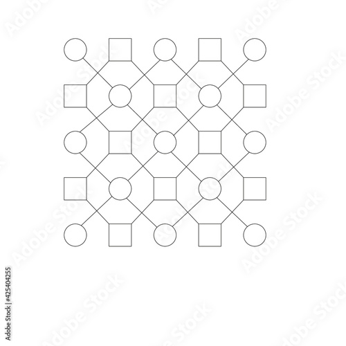 Muster aus Quadraten,Linien und Kreisen