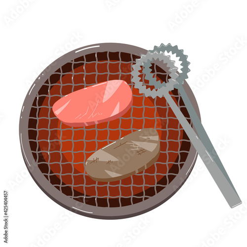 焼肉　ヒレ　トング　真上