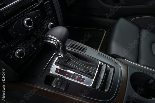 Car interior detail. Automatic transmission.