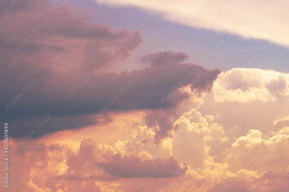 Fototapeta premium Beautiful stormy cumulus clouds in the sky, background.