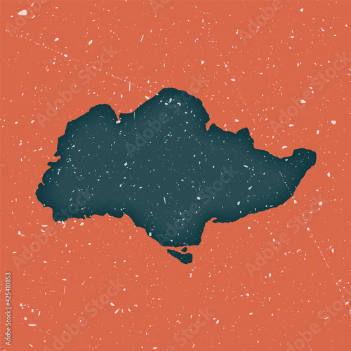 Sentosa vintage map. Grunge map of the island with distressed texture. Sentosa poster. Vector illustration.
