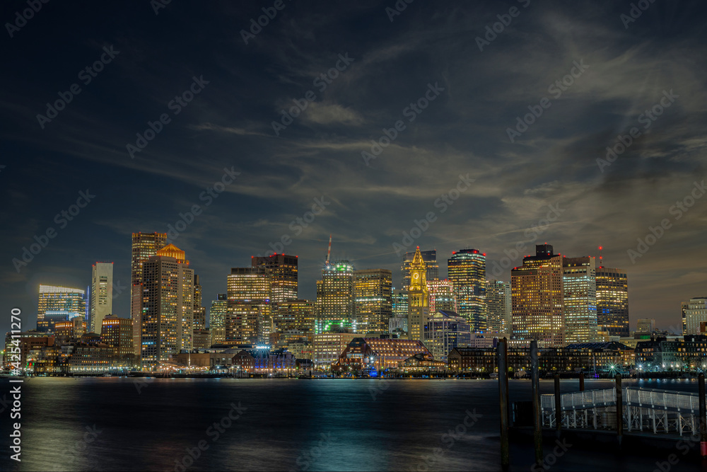Fototapeta premium Boston skyline at night