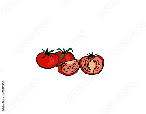 Red tomatoes illustration white background, food 