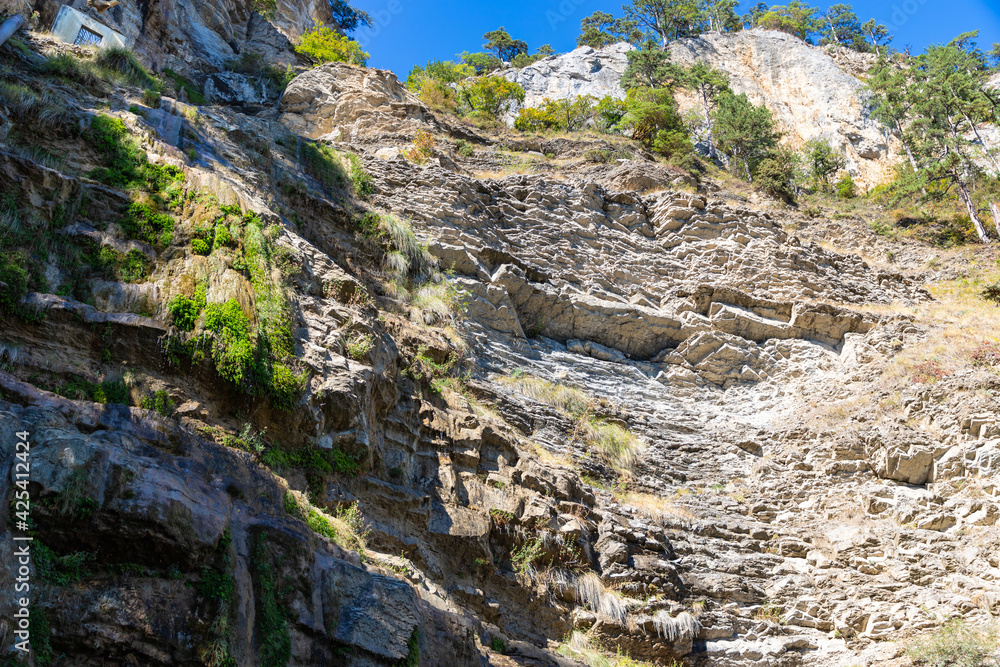Naklejka premium Dry in the summer the waterfall Uchan Su, Crimea