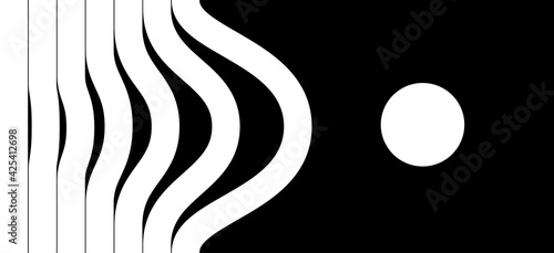 Minimalistic poster with geometric shapes. Modern abstract background. Trendy vector graphic elements.