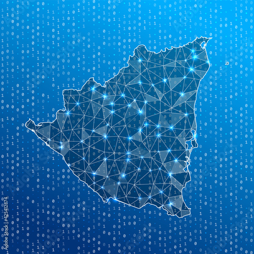 Network map of Nicaragua. Country digital connections map. Technology, internet, network, telecommunication concept. Vector illustration.