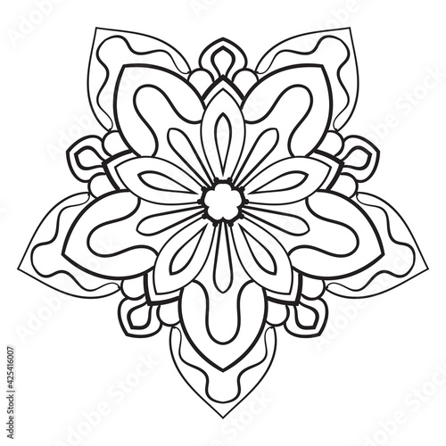 Cute Mandala. Ornamental round doodle flower isolated on white background. Geometric decorative ornament in ethnic oriental style.