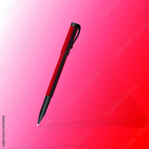 Black and red color pen vector and illustration ballpoint pen design mockup