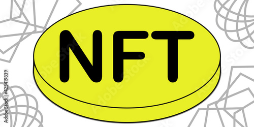 NFT Non-fungible token illustration art design.
