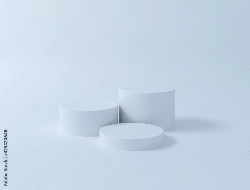 Empty steps cylinder podium with light and shadow on blank background Empty steps cylinder podium with light and shadow on blank background