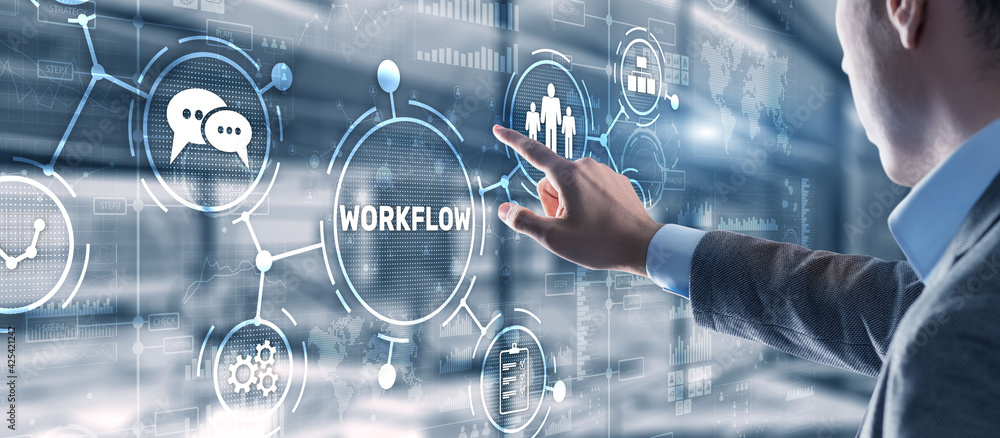 Fototapeta premium Workflow Repeatability Systematization Buisness Process. Business Technology Internet
